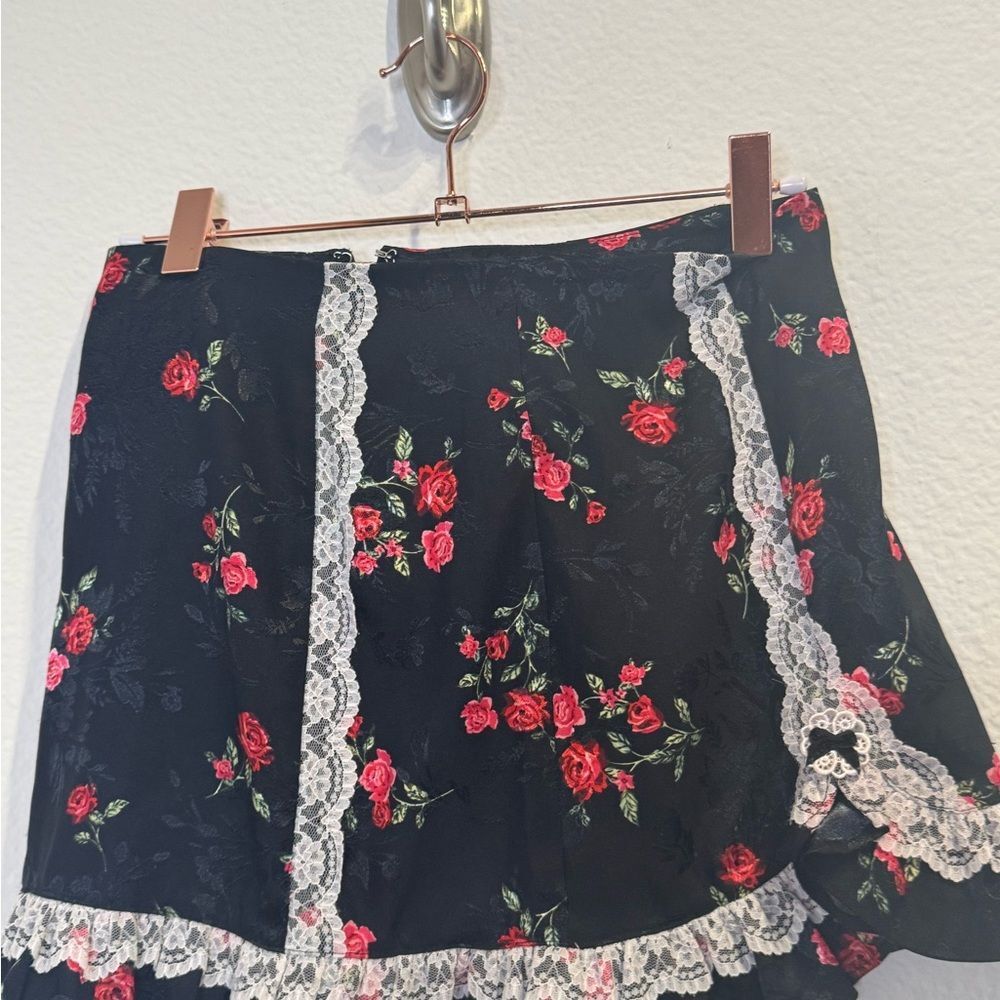 For Love And Lemons Black Floral Skirt